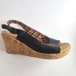 CROCS black sandals wedges 8